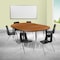 Flash Furniture 76" Oval Wave Oak Table Set-18" Stack Chairs XU-GRP-18CH-A3048CON-48-OAK-T-A-GG - alternate 1